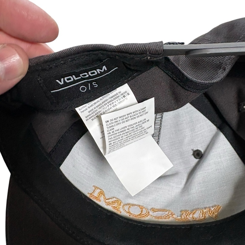 NWT Volcom Volbaige Twill Trucker Cap O/S Dark Gray & Yellow Snap Back Men's Hat - Picture 9 of 9